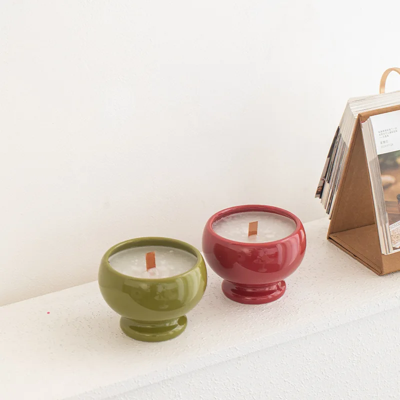Northern Europe Ceramic Candlestick Aromatherapy DIY Candle Jar Wedding Table Living Room Home Birthday Ornament Christmas Decor