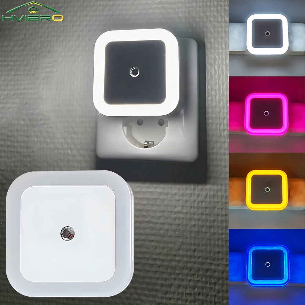 Square Night Light LED Intelligent Control Induction Energy-saving Bedside Socket Lamps Room Hallway Toilet Wall Home Lighting
