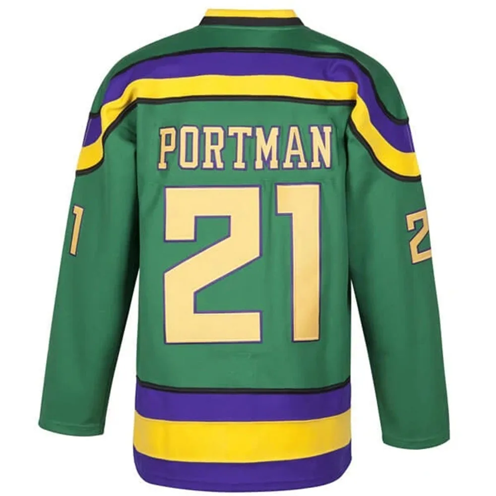 Das Mighty Ducks Hockey-Trikot Conway # 96 Reed # 44 Banken # 99 Bombay # 66 Goldberg # 33 Portman # 21 Shirts Langarm Unisex Oberteile – Detail 7