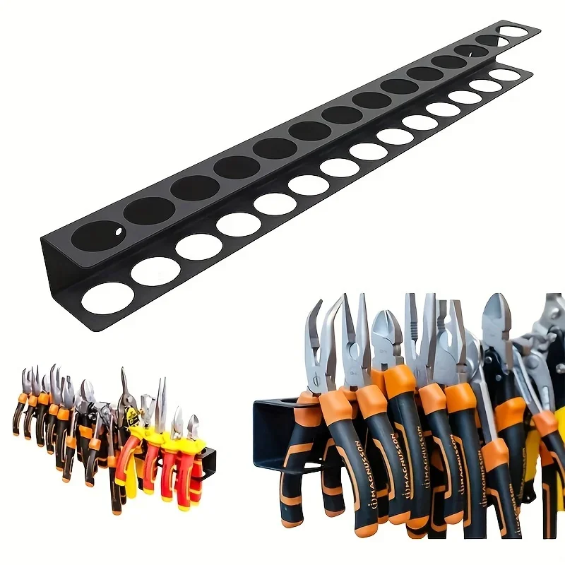 1pc/2pcs Screwdriver Organizer Rack Metal Hand Tool Wall-mounted 14-hole Hardware Tool Storage for Hex Cross Screw Driver Tools