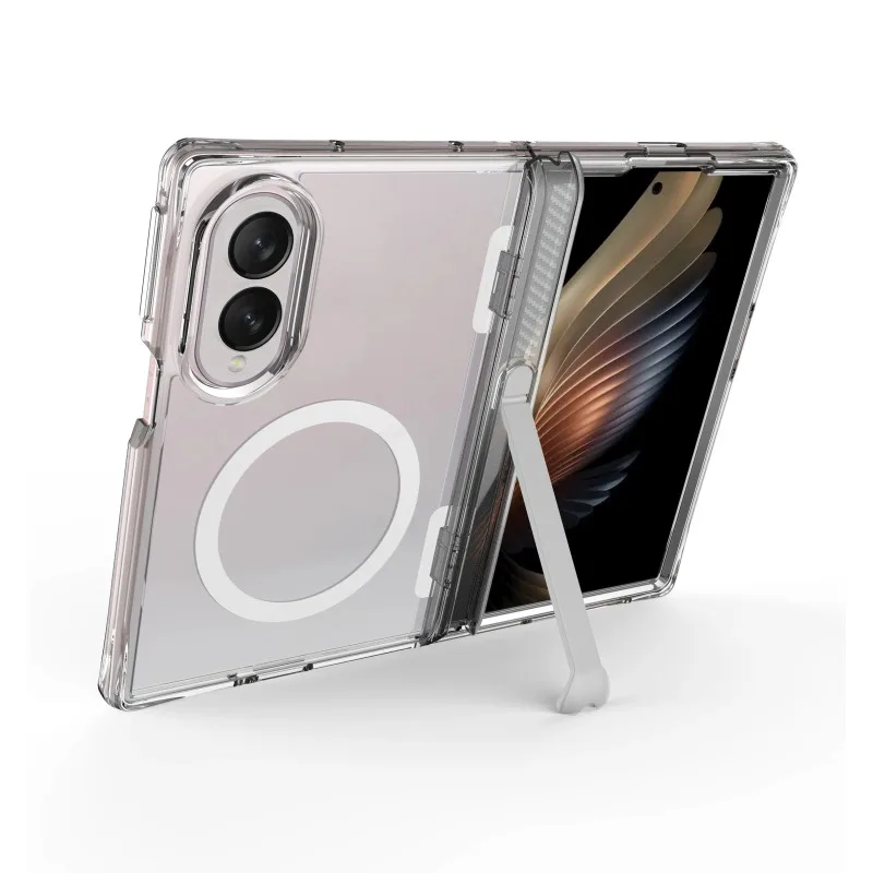 Fold8 Seitenscharnier Unsichtbare Halterung Transparente Handyhülle für Samsung Galaxy Z Fold 8 Ultra Verstärkter Eckenschutz