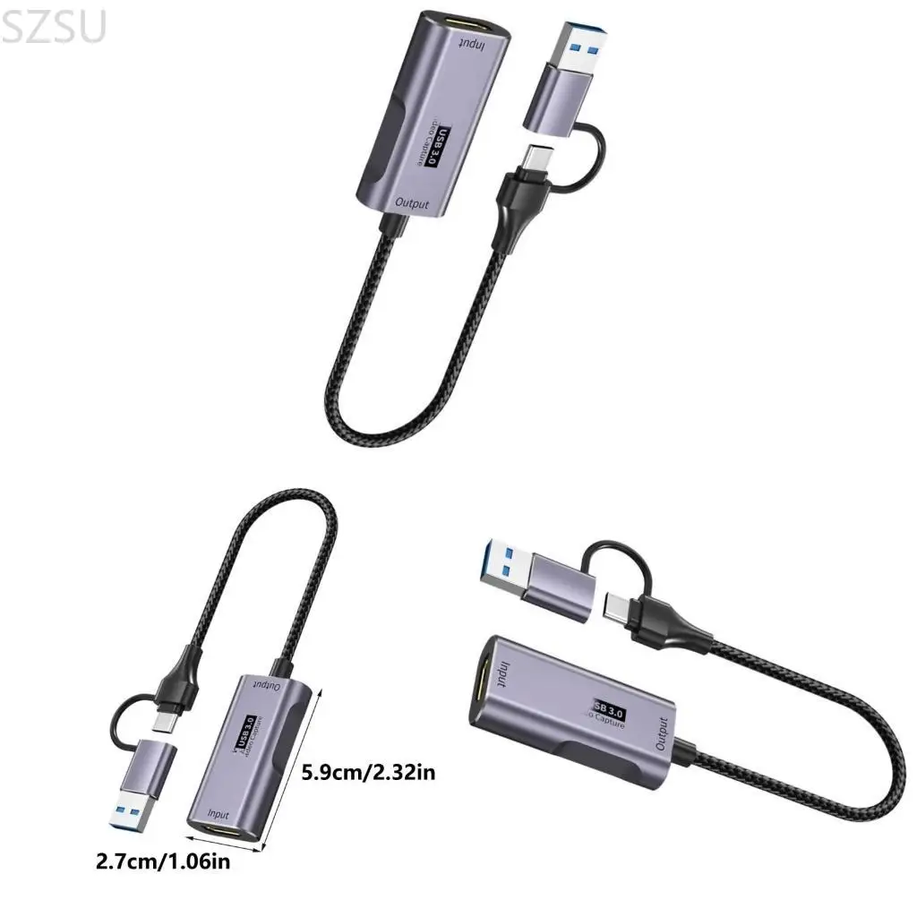 

Карта видеозахвата SZSU 4K60 Гц с HDTV на USB C включает адаптеры типа C для потоковой передачи и записи игр в реальном времени