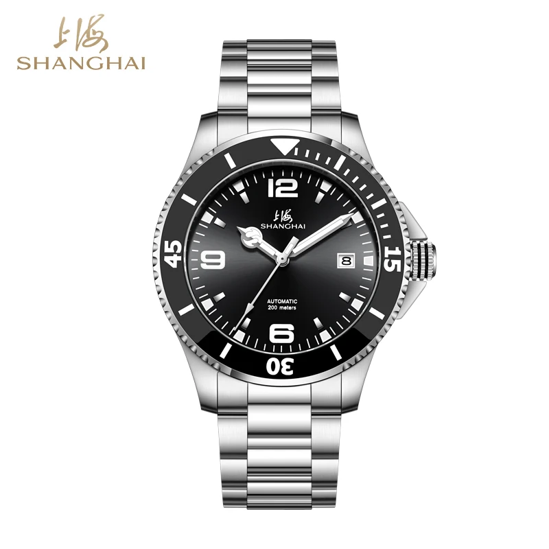 

Shanghai Men's Automatic Mechanical Watch 200 Metre Diving Sapphire Crystal Luminous Calendar montre homme Ocean Series SH3080