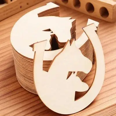 

48Pcs Horseshoe Shape Unfinished Wooden Cutouts Light Color DIY Painting Craft Decorations Kids Graffiti Home Decor Art Supplies