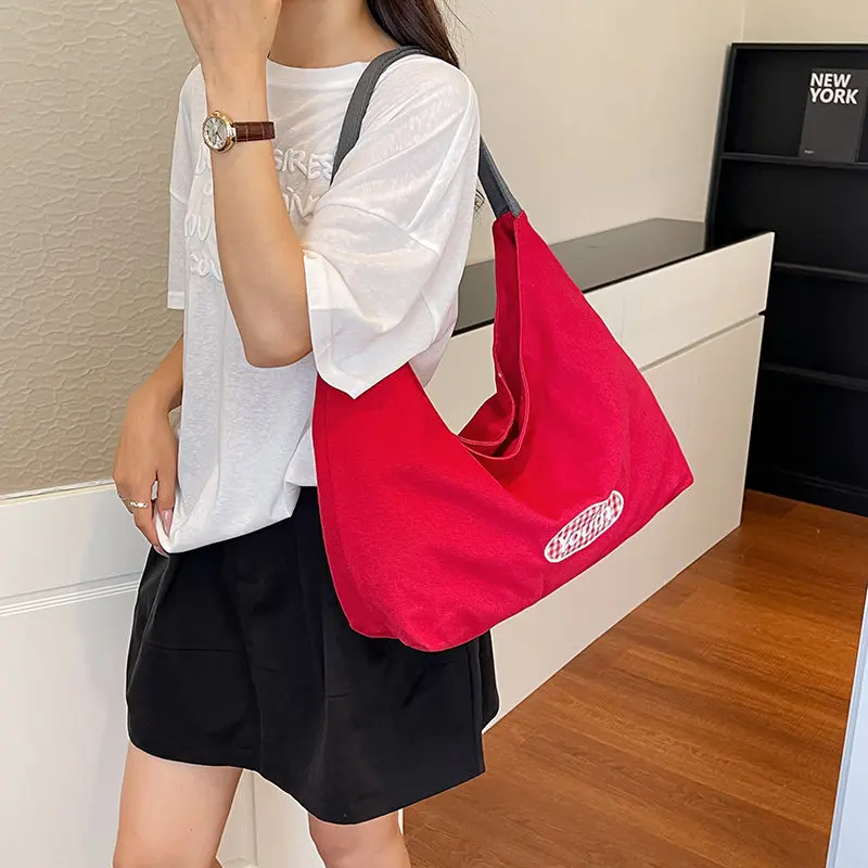 Korean-style tote bag for women2026New Summer Fashionable Casual Large-Capacity Commuting Single-Shoulder Canvas Bag