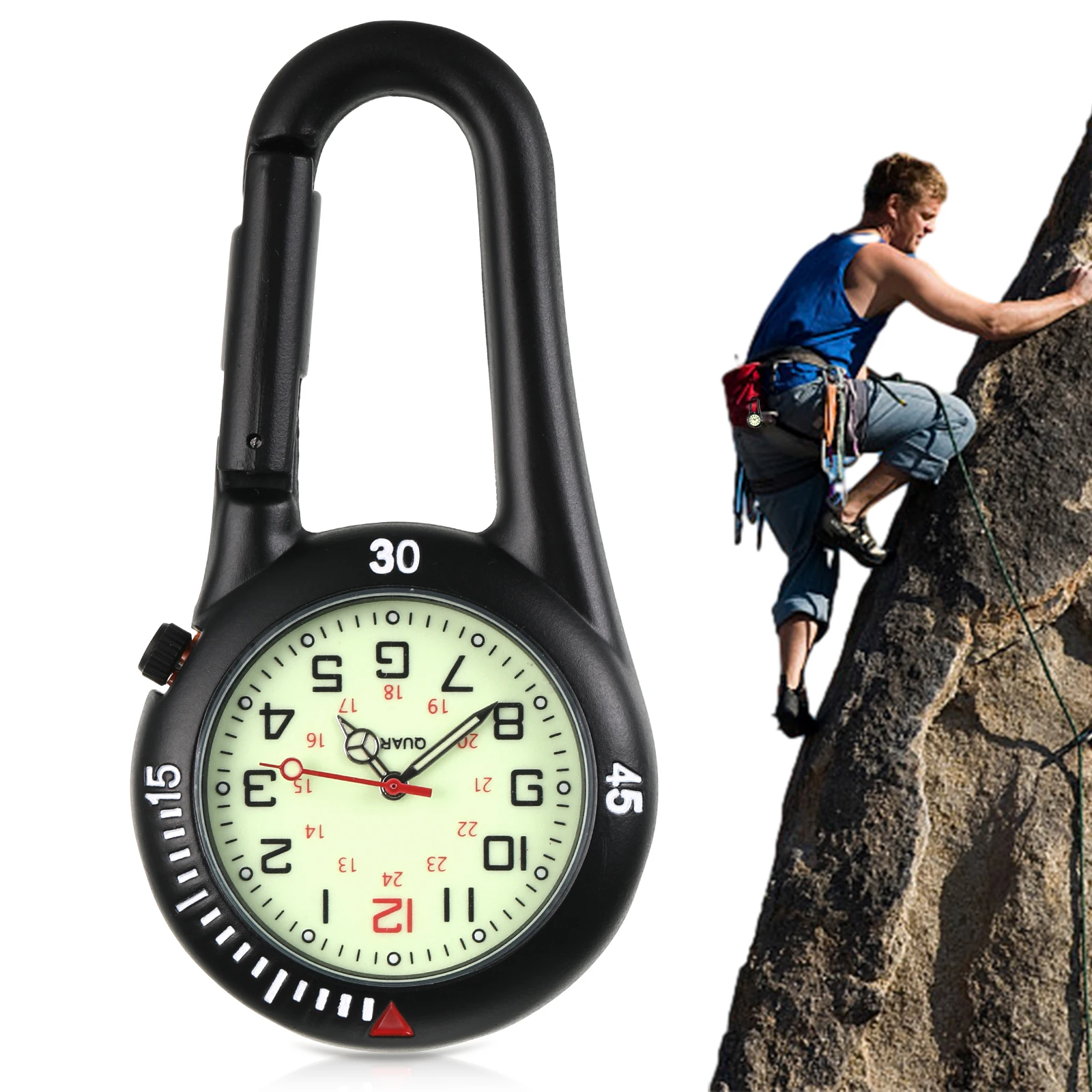 

Luminous Carabiner Clip Watches Fob Nurse Pocket Watch Medical Sports Outdoor Sports Belt Clip Clock Mountaineering Sport Watch