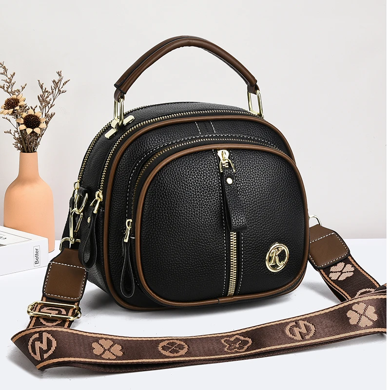 

Wide Strip Women Small Shoulder Bag Retro Purses and Handbag PU Leather Solid Color Top Handle Bag Vintage Female Cross Body Bag