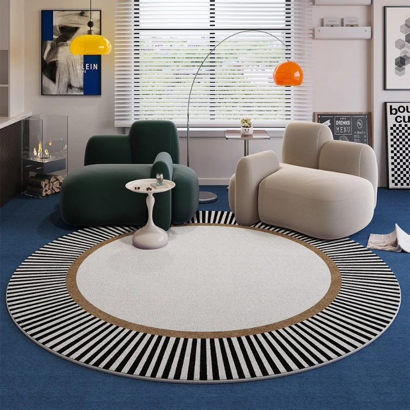Round Rug Living Room Carpet Wear-resistant Stain-resistant Floor Mat Retro Striped Carpets Large Size Rugs Home Decor Alfombra