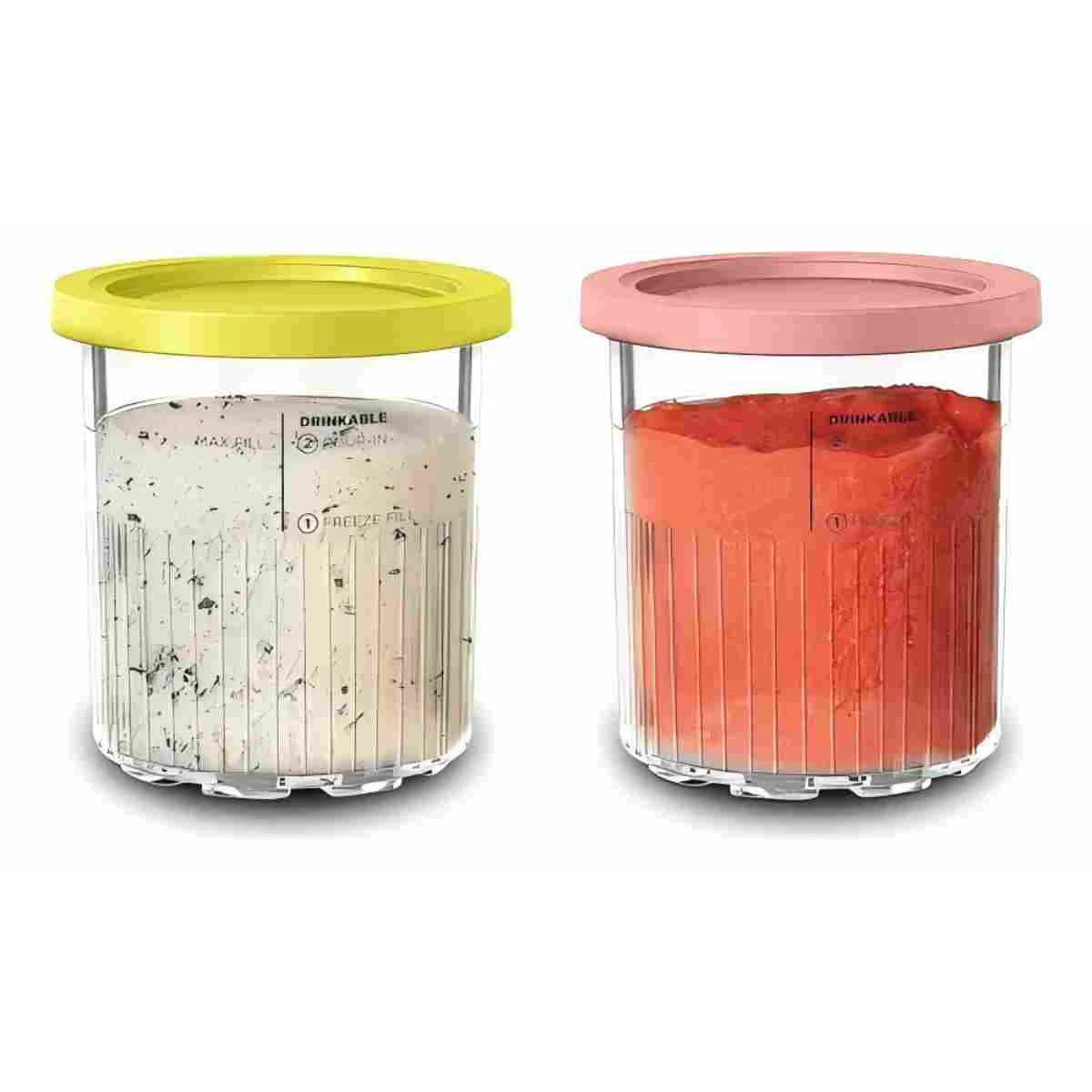 

2 Pack Creami Deluxe Pints and Lids Cup for Ninja NC501 NC500 Series Creami Maker 24OZ Family Ice Cream Storage Containers