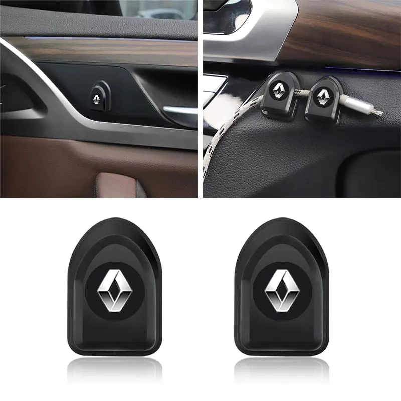 2/4 Peças Mini Ganchos para Carro, Ganchos de Armazenamento para Cabo USB, Fone de Ouvido e Chaves, Emblema para Renault Koleos Clio Laguna 2 Megane 2 3 Duster Logan ﻿