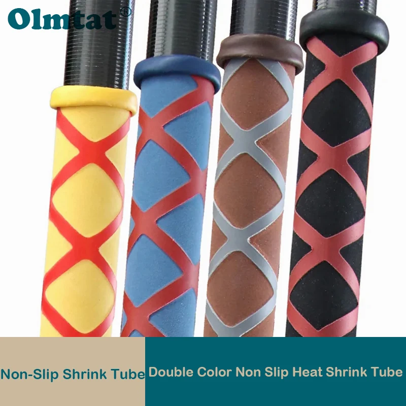 1m/pcs Double Colors Non Slip Heat Shrink Tube 20/22/25/30/35mm Insulation Protect Waterproof Anti-Slip Fishing Rod Wrap