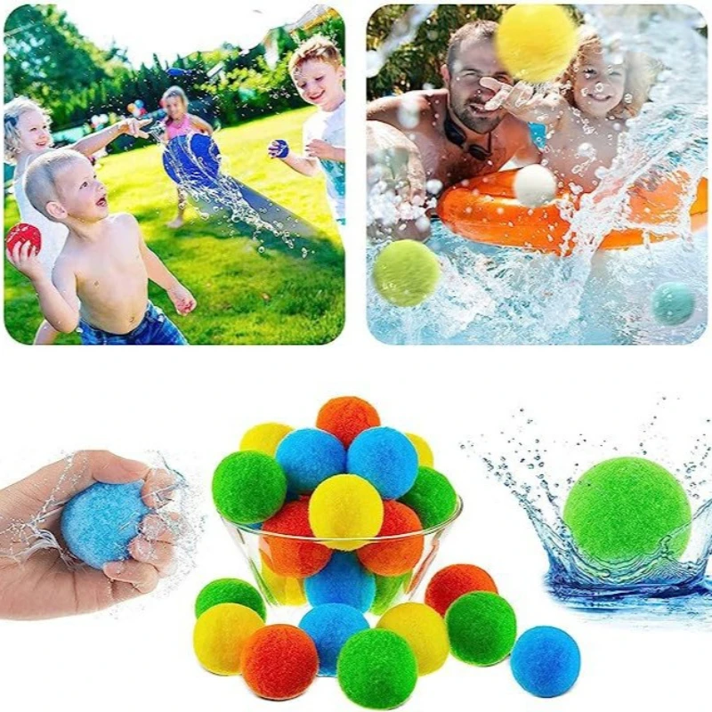 60 bolas de água de algodão reutilizáveis brinquedos ao ar livre verão piscina respingo balões de água trampolim acessórios brinquedos de jogo de água