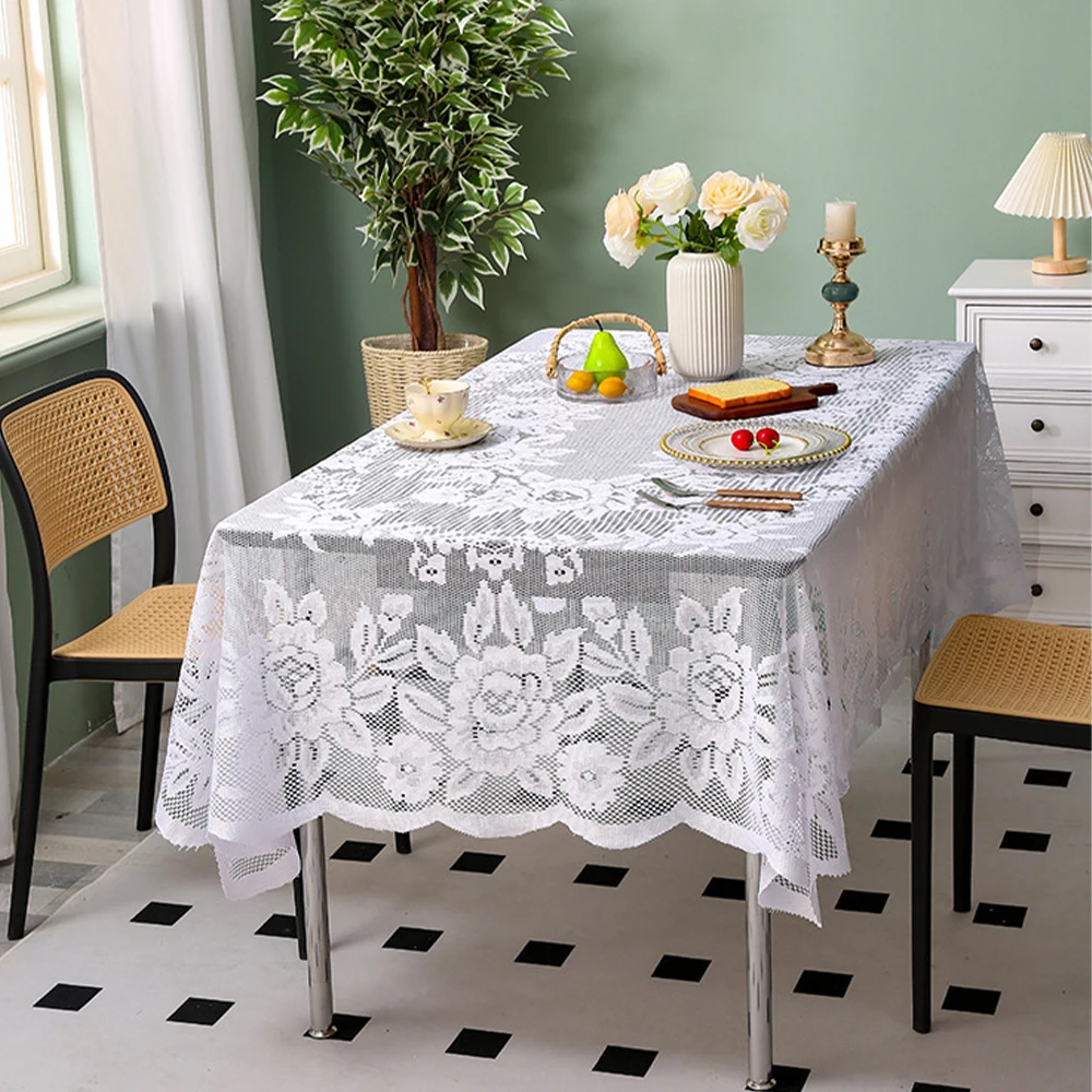 Taplak meja renda taplak meja Retro taplak meja persegi panjang putih biru merah taplak meja dekorasi pesta pernikahan kain piknik kain latar belakang