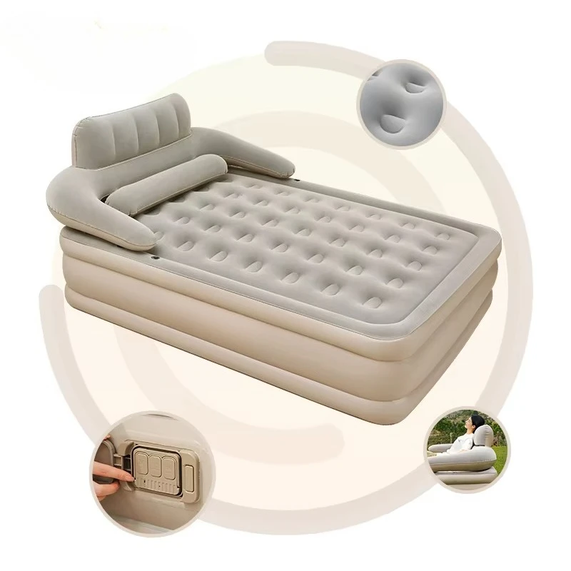 

Flocked Inflatable Bed School Hospital Bedroom Park Bestway 671DK Self-Inflatable Air Mattress Built-In Pump 203x152x43cm
