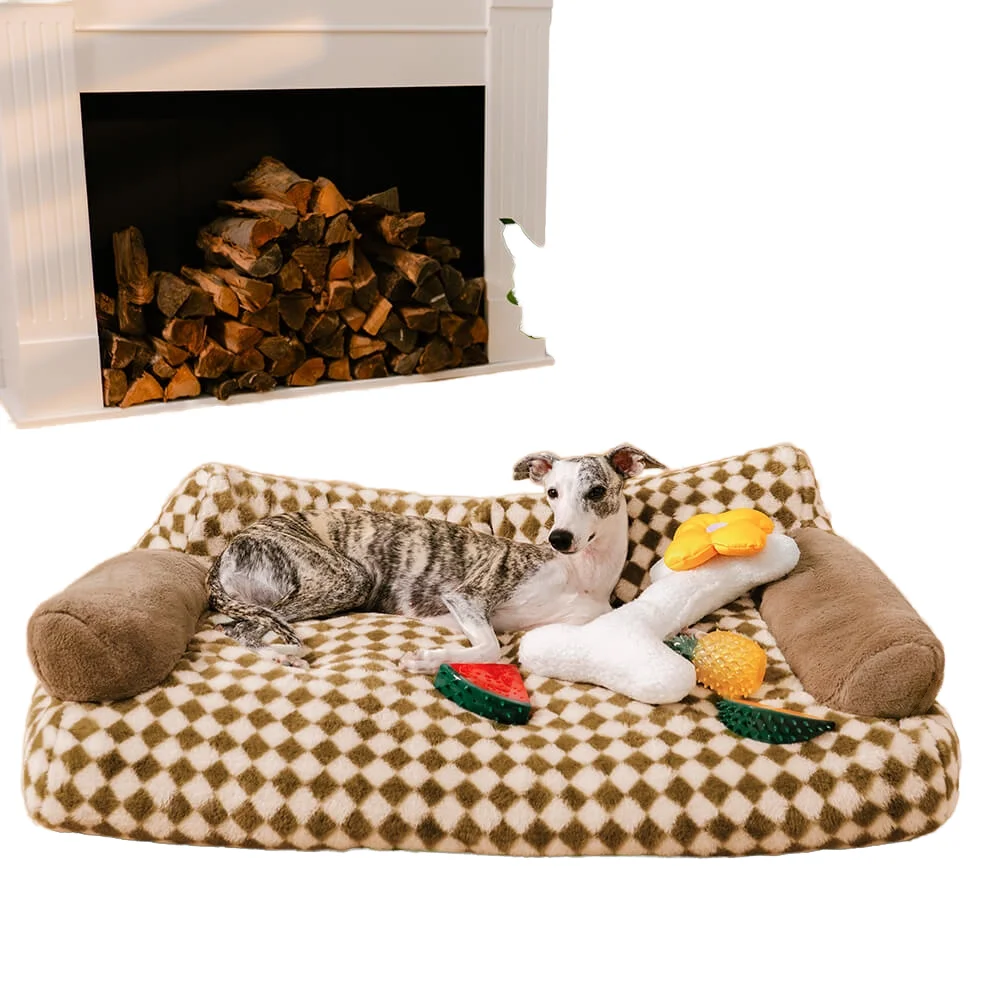 

Modern Luxury Rabbit Plush Pet Sofa Bed Comfortable Square Thickened Cat Dog Bed Detachable Washable Feature Solid Fashion