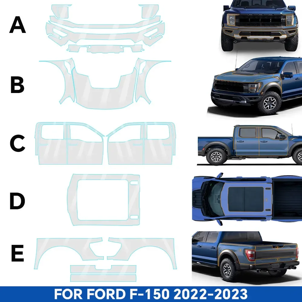PFCC بولي TPU قبل قطع ملصق لفورد F-150 22-23 PPF شفافة واضحة عدة طلاء السيارات طبقة حماية التصميم الجسم ملصق مائي اكسسوارات