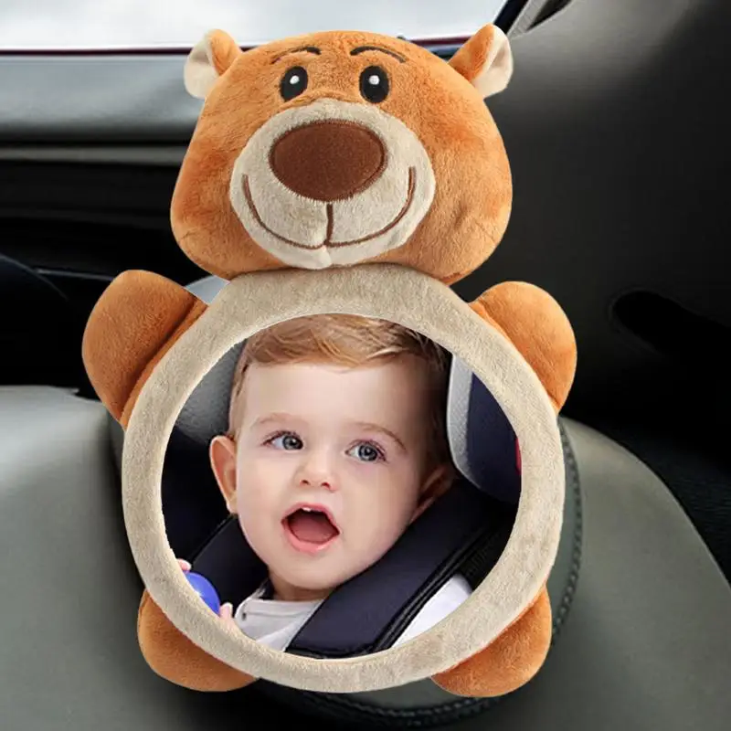 Seat Rear Facing Rearview Shatterproof Plush Babies Rearview Cartoon Bear Shatterproof Plush Ease Of Monitoring Toy For Added