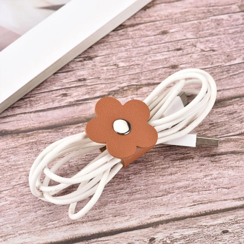N2UB Cable Winder Cord Ties With Lovely Flower Designs Effective Cord Organization For Daily Use