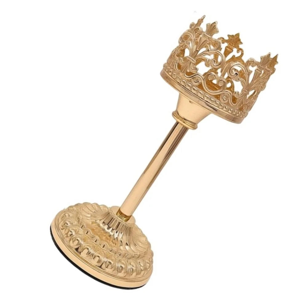 Gold Crown Candle Holders Secure Base Candle Holder Set European Decor Electroplated Finish Screw Locking Base