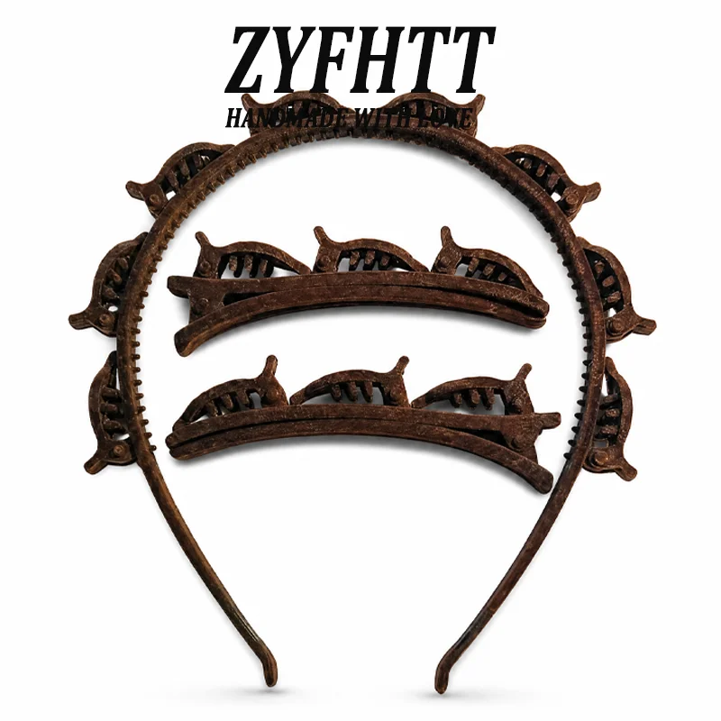 1/3 Stück ZYFHTT Rot-Schwarzes Beflocktes Geflochtenes Stirnband für Frauen Retro Vielseitiger Haarreif Modisches Mädchen-Stirnband Haaraccessoires – Detail 7