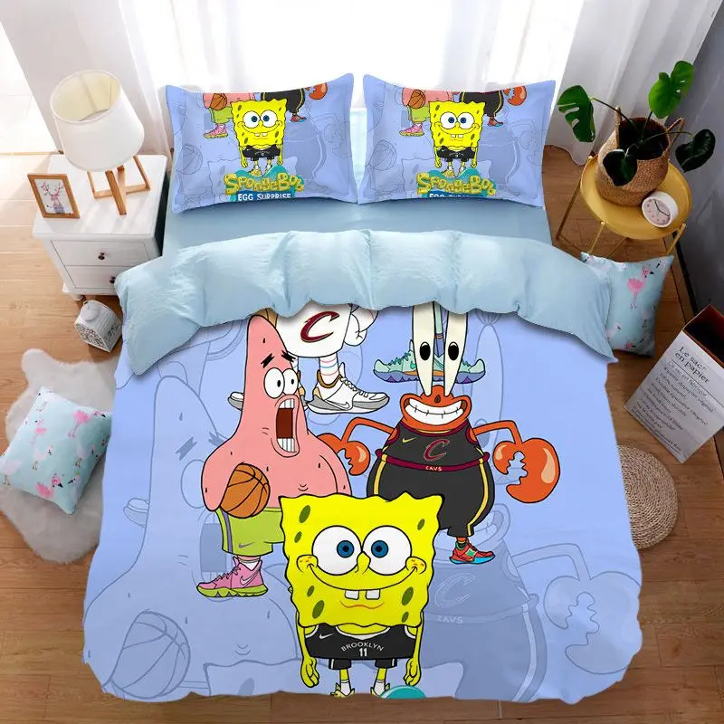 

Custom Cartoon SpongeBo Kids Cotton Quilt Cover Patrick Star Student Pure Cotton Duvet Cover 1.5m Single Anime Kawaii new