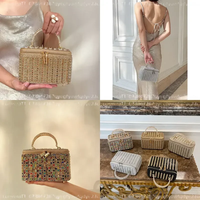 Small Square Rhinestone Clutch Bag Exquisite Metal Box Handbag Full Diamond Evening Purse for Dinner Party Elegant Women