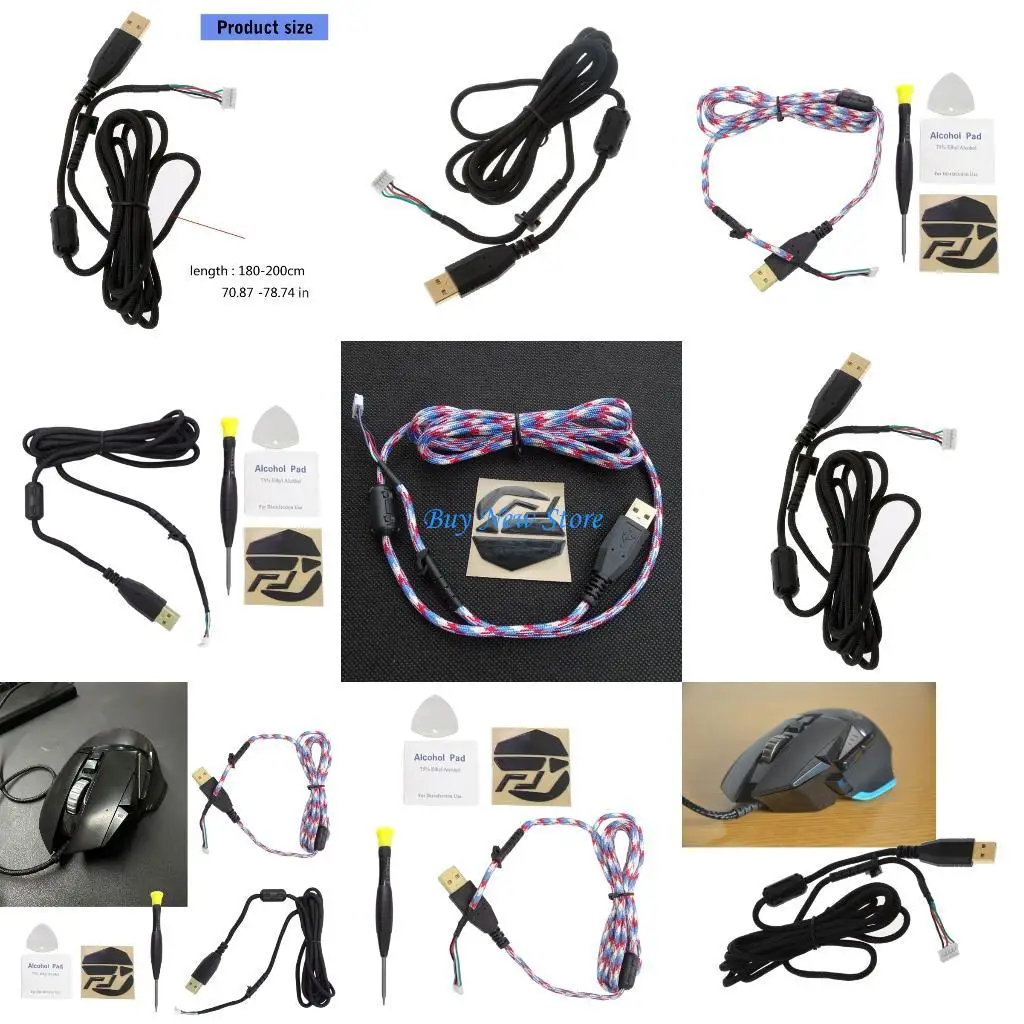 

Набор для мыши 20CE Нейлоновый плетеный кабель с нескользящими ножками и металлическим винтом для G502