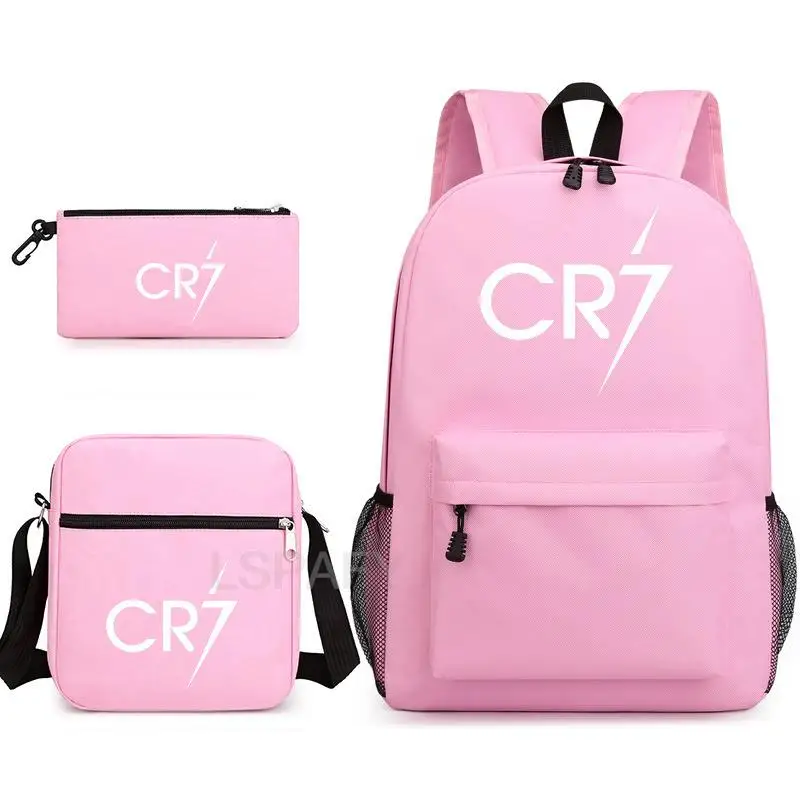 Fußball Ronaldo CR7 Rucksack 3 teile/satz Schule Taschen für Mädchen Jungen Laptop Reise Rucksack Frauen Rucksack Schulter Taschen Stift Fall