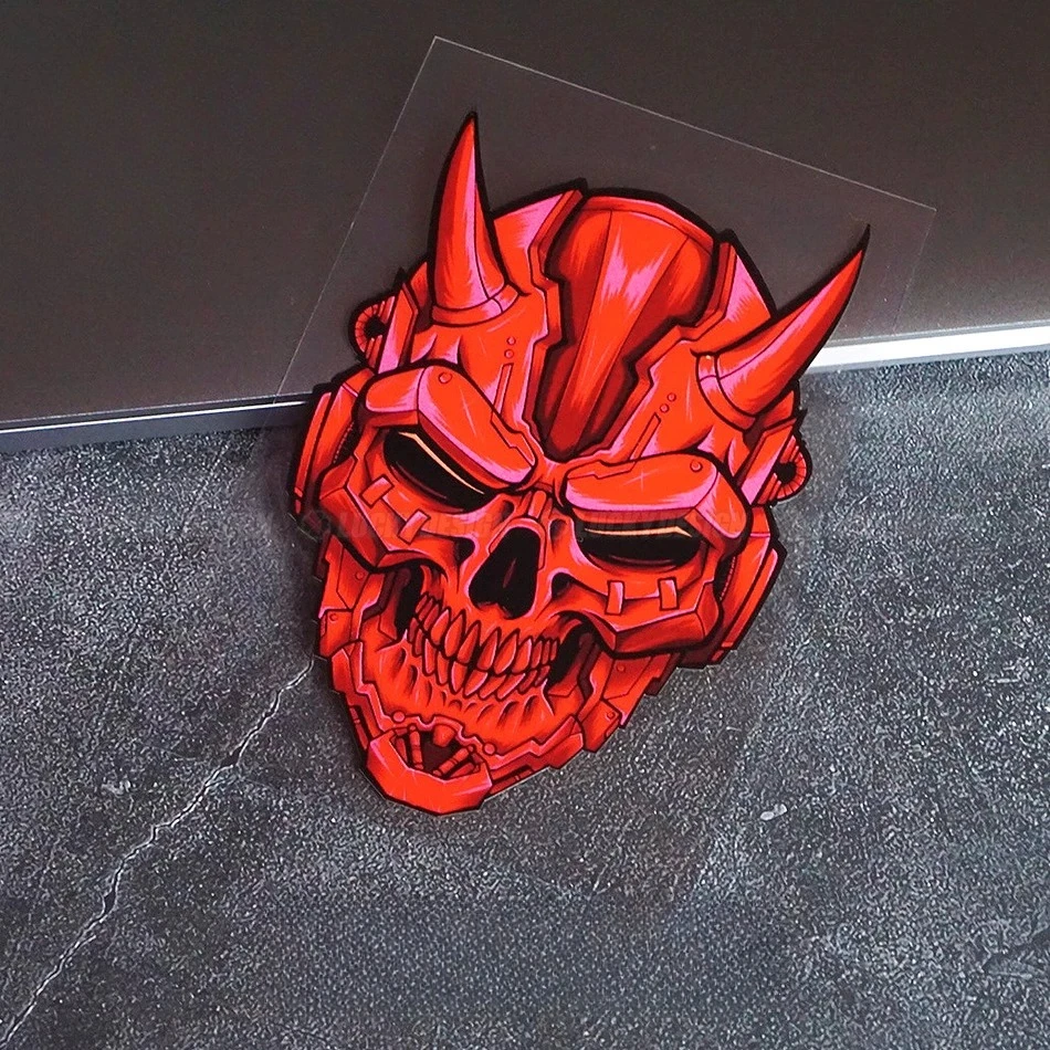 Mechanical Skull Stickers, Waterproof Vinyl Decals for Harley Motorcycle & Off Road Vehicle Outdoor Body Decor