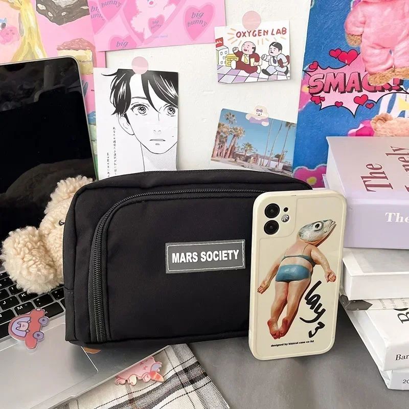2025 New Pencil Case for Fall Stationery Bag for Primary and Secondary School Students Japanese Makeup Bag Net Storage Bag