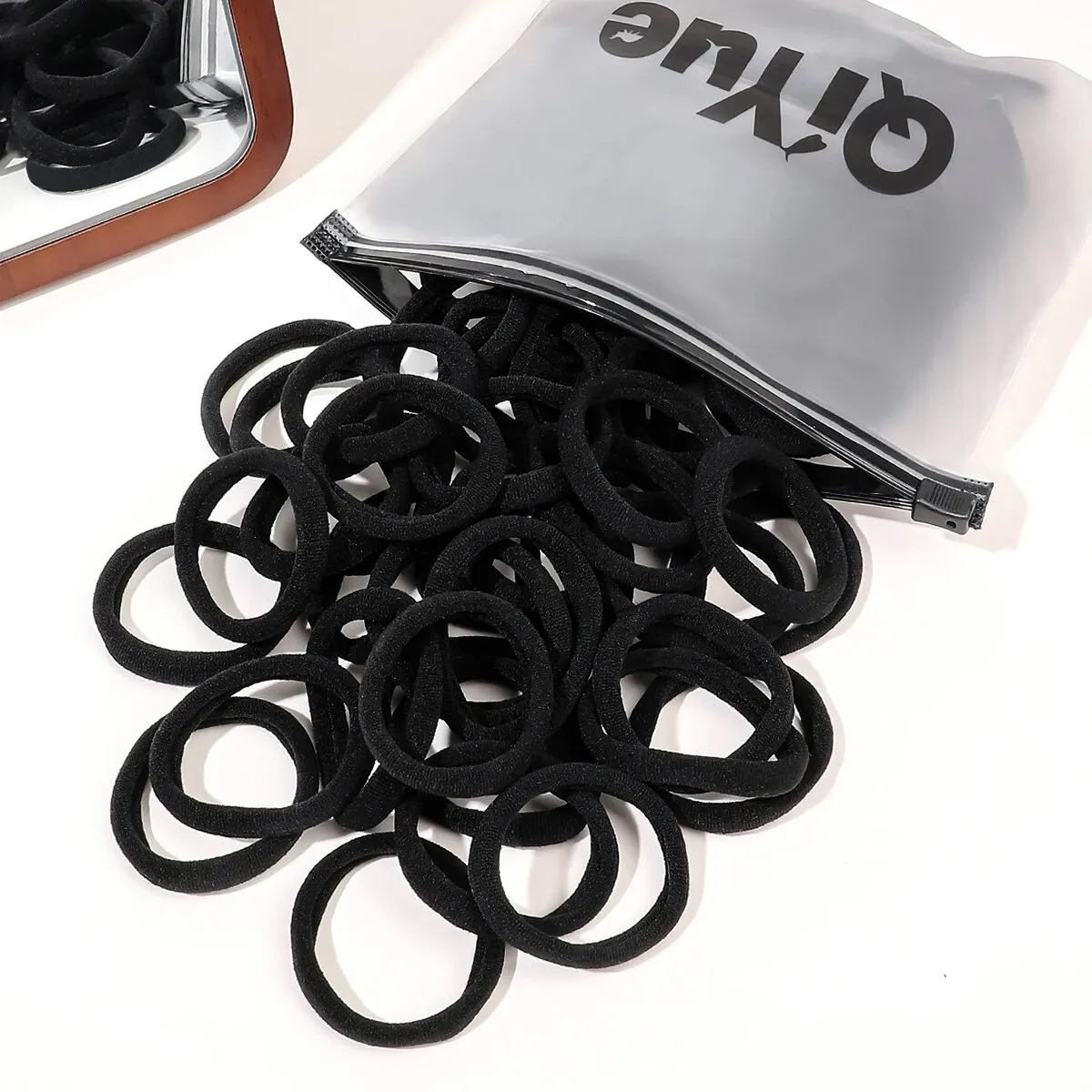 100PCS Black Hair Ties for Women Girls, Seamless Thick Black Hair Band, Elastic Hair Ties No Damage Ponytail Holder