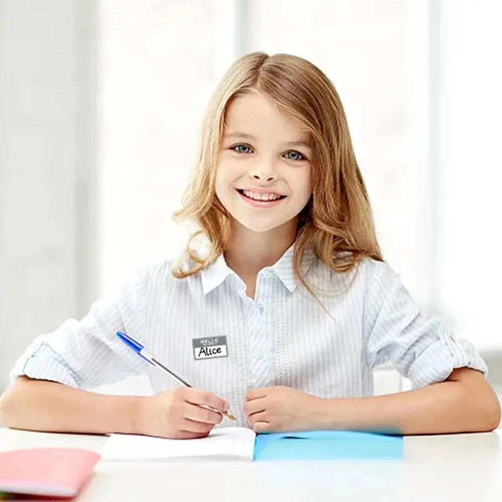200 Uds. Pegatinas de nombre en blanco de Color "Hola mi nombre es", etiqueta de nombre, diseño de firma personalizado, etiqueta de nombre para bebé recién nacido, escuela, oficina