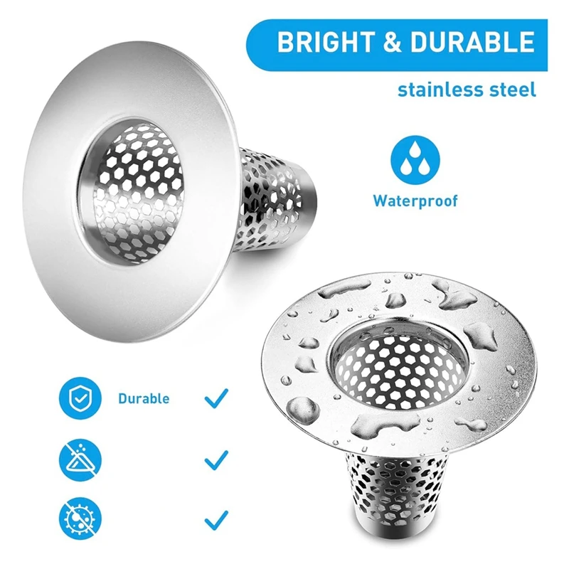 Bathroom Sink Drain Strainers,Small Conical Premium Stainless Steel Porous Hair Catcher, Drainer Filter Easy Install Easy To Use