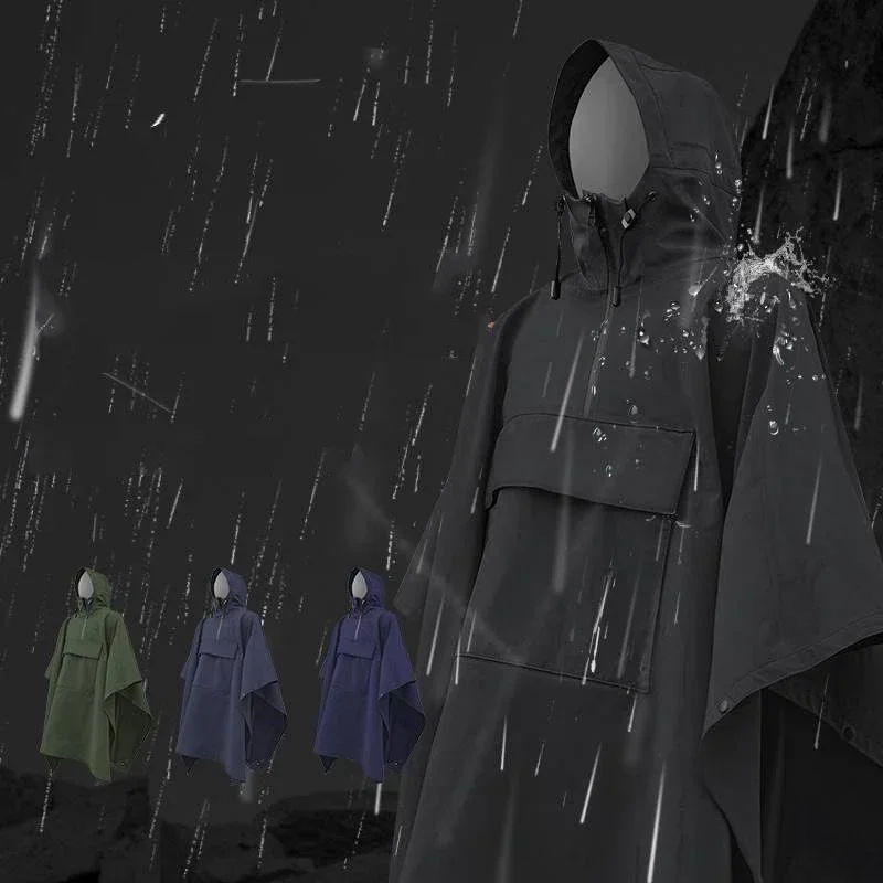 กลางแจ้ง Multi-Function ยุทธวิธี Poncho Cloak Camping เสื้อกันฝน Rainstorm กันน้ําขี่เสื้อคลุมตกปลาเดินป่าเครื่องมือ