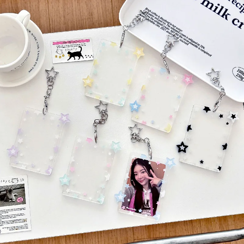 

Transparent Clear Acrylic 3 inch Kpop Photocard Holder Star Photo Card Holder Bag Pendant School Stationery