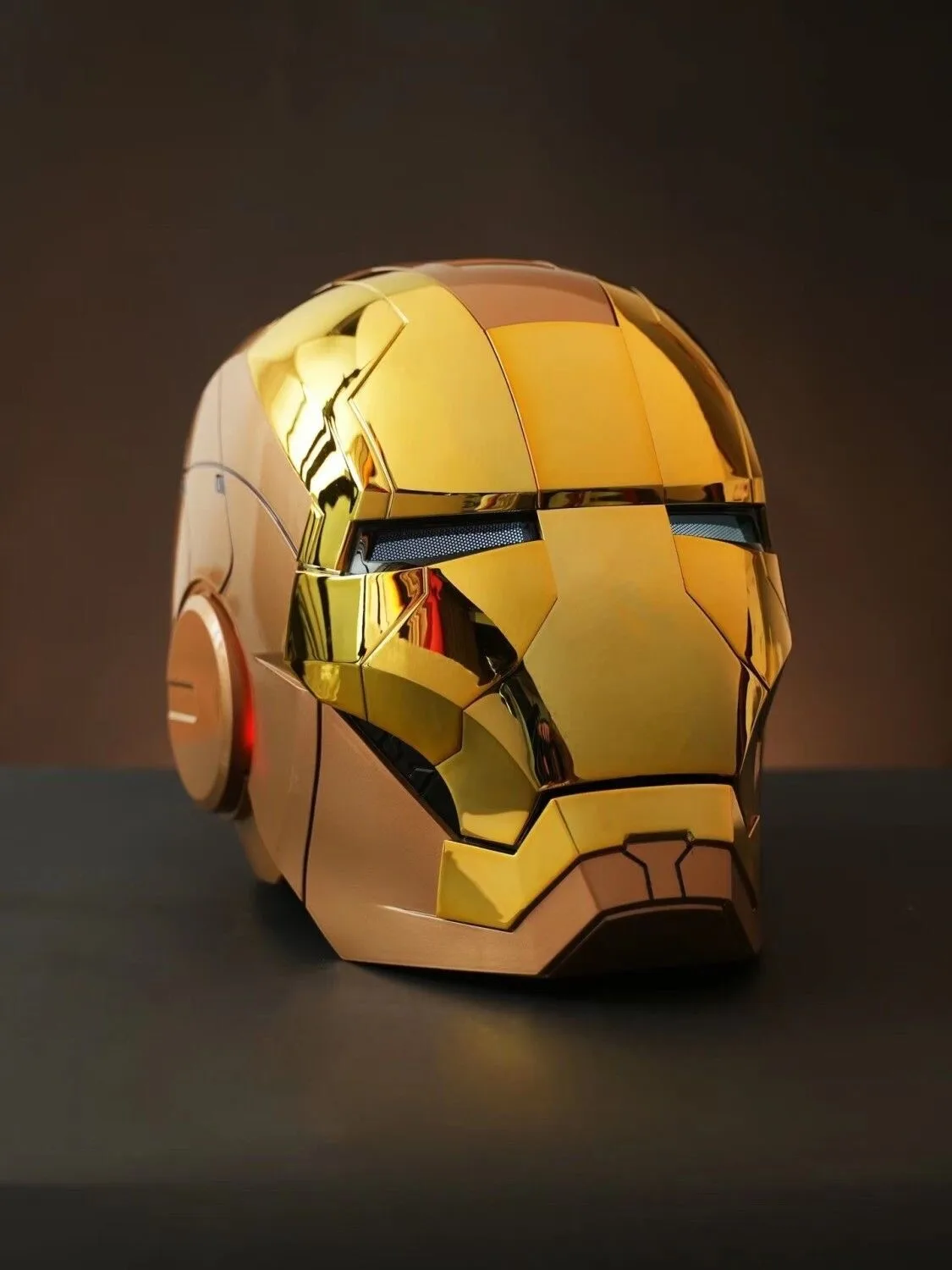 Golden Wearable Helmet Mask Cosplay Prop with Voice Control Gift for Ages 8-100