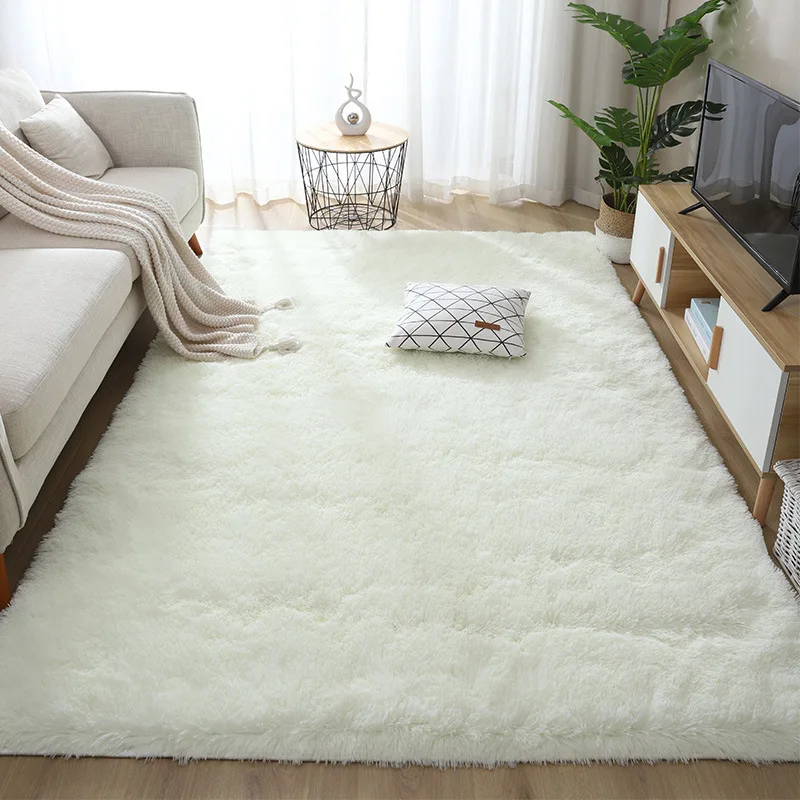 Shag Area Rug For Living Room White Plush Carpets Indoor Bedroom Rugs Non Skid Soft Fluffy Rug for Nursery Kids Boys Girls Room