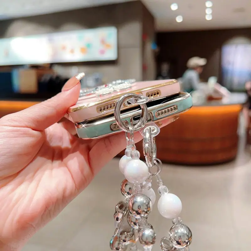 E 13 القوس الدب مرآة اللؤلؤ حزام سوار جراب هاتف على موتورولا موتو E6S E7 زائد Pwer 2021 E13 E20 E22 E32 الوقوف الغطاء الخلفي #2