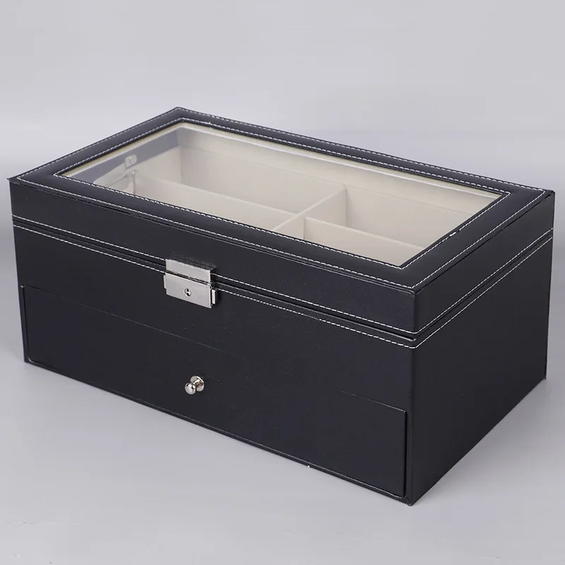 12 Slots Sunglasses Organizer Double Layers PU Leather Glasses Storage Box Jewelry Eyewear Display Sunglass Case Gift Boxes