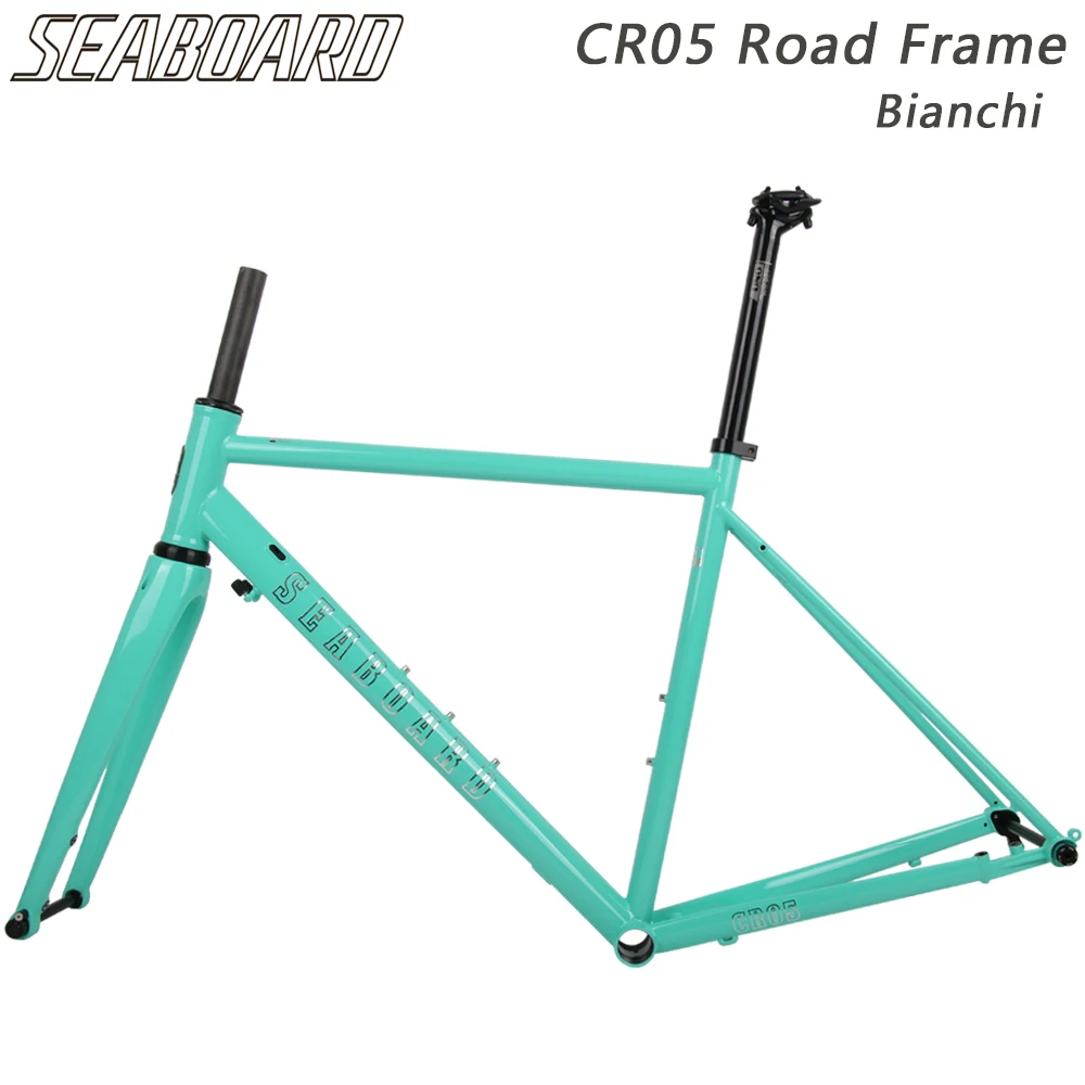 SEABOARD CR05 Road Bike Frame With Carbon Fork 700C Heat Treatment Chrome Steel CR-MO 4130 Frameset Disc Brake Thru Axle Frames