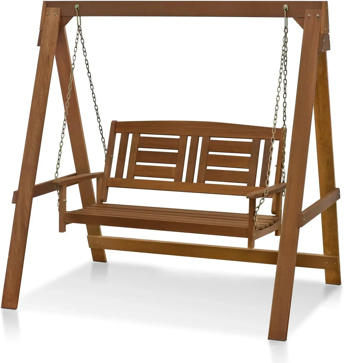 

Hardwood Patio / Garden / Outdoor 4ft Porch Swing, 2 Seater with Stand, Natural