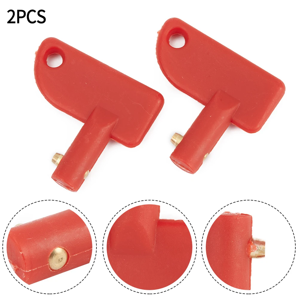 2X Zapasowy klucz do wyłącznika akumulatora Power Kill Cut Off Switch Car Van Boats Plastikowe klucze ABS Czerwony Akcesoria do ładowania samochodu