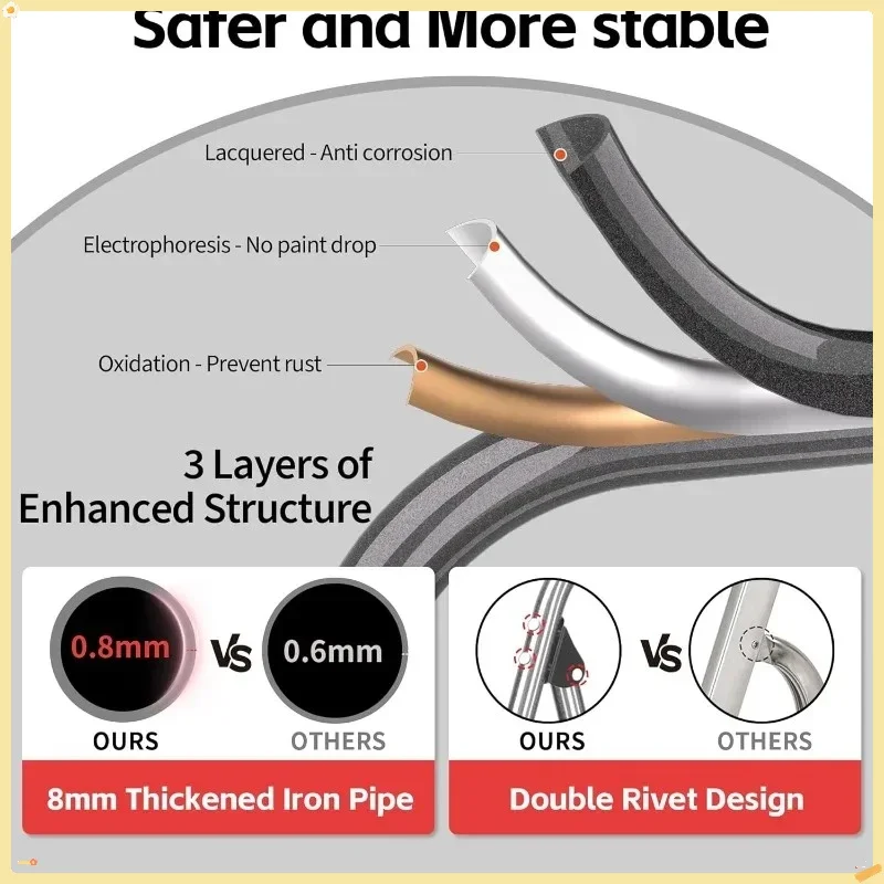 مقعد سلم فولاذي مكون من 3 خطوات، منصة مضادة للانزلاق لورشة المطبخ والحمام - مقعد متدرج للأداة شديدة التحمل #5