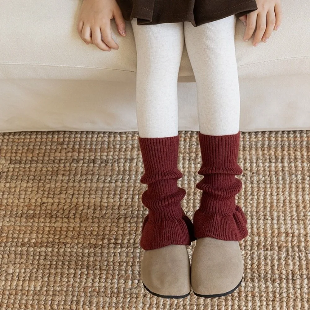 New Solid Color Leg Warmers Knitted Thickened Middle Tube Socks Horn Harajuku Hosiery Gift