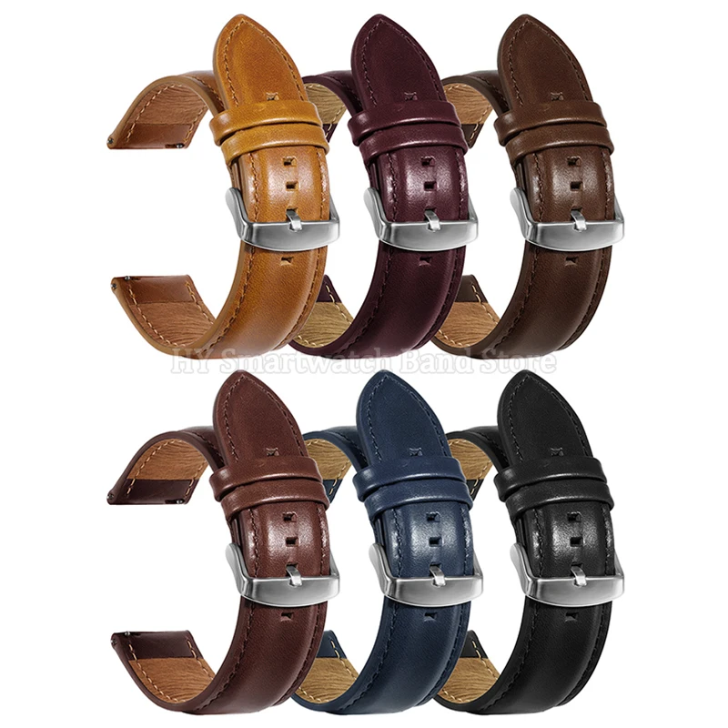 18mm 20mm 22mm 24mm 26mm Cowhide Watch Strap for Seiko for Omega for DW Wrist Band Vintage Leather Bracelet Quick Release Strap