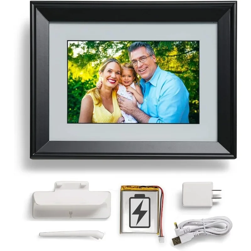 PhotoSpring10in WiFi Digital Picture Frame w/Battery | Email Family Photos to The Frame, or by App, Web | Touchscreen