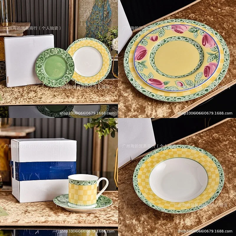 cross-border-european-style-viva-checkered-dinner-plate-soup-plate-dessert-platter-deep-plate-party-home-tableware