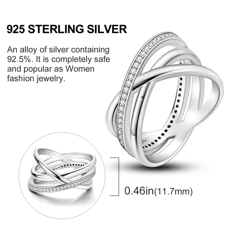 Anillo de Plata de Ley 925 con Cruz Triple lineal, sortija de circonita blanca, joyería exquisita a juego para fiesta de cumpleaños, regalo para mujer