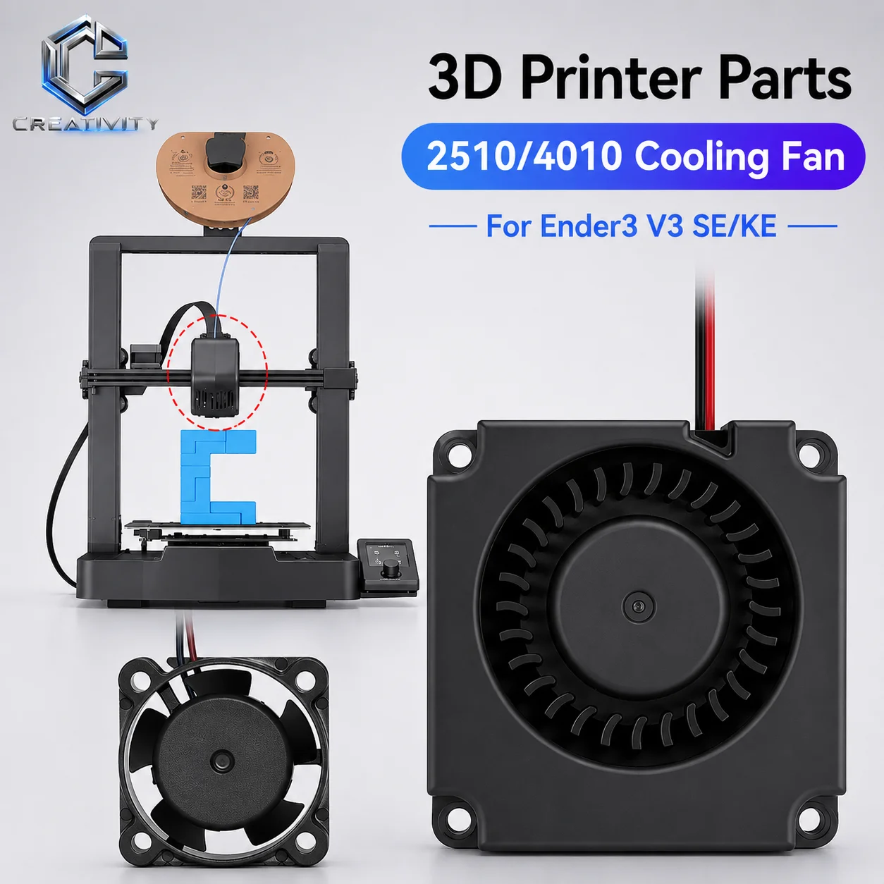 Вентиляторы Ender 3 V3 SE 4010 Вентилятор постоянного тока 24 В 2510 Осевой вентилятор охлаждения для Ender 3 V3 SE/V3 KE Аксессуары для 3D-принтеров