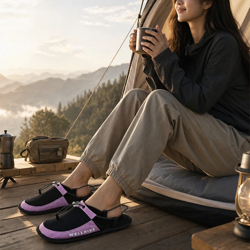 Men Ultralight Travel Slippers Non-Slip Neat Camp Women Flats Shoes Unisex Camping Slippers for Beach Swim River Lake Hiking